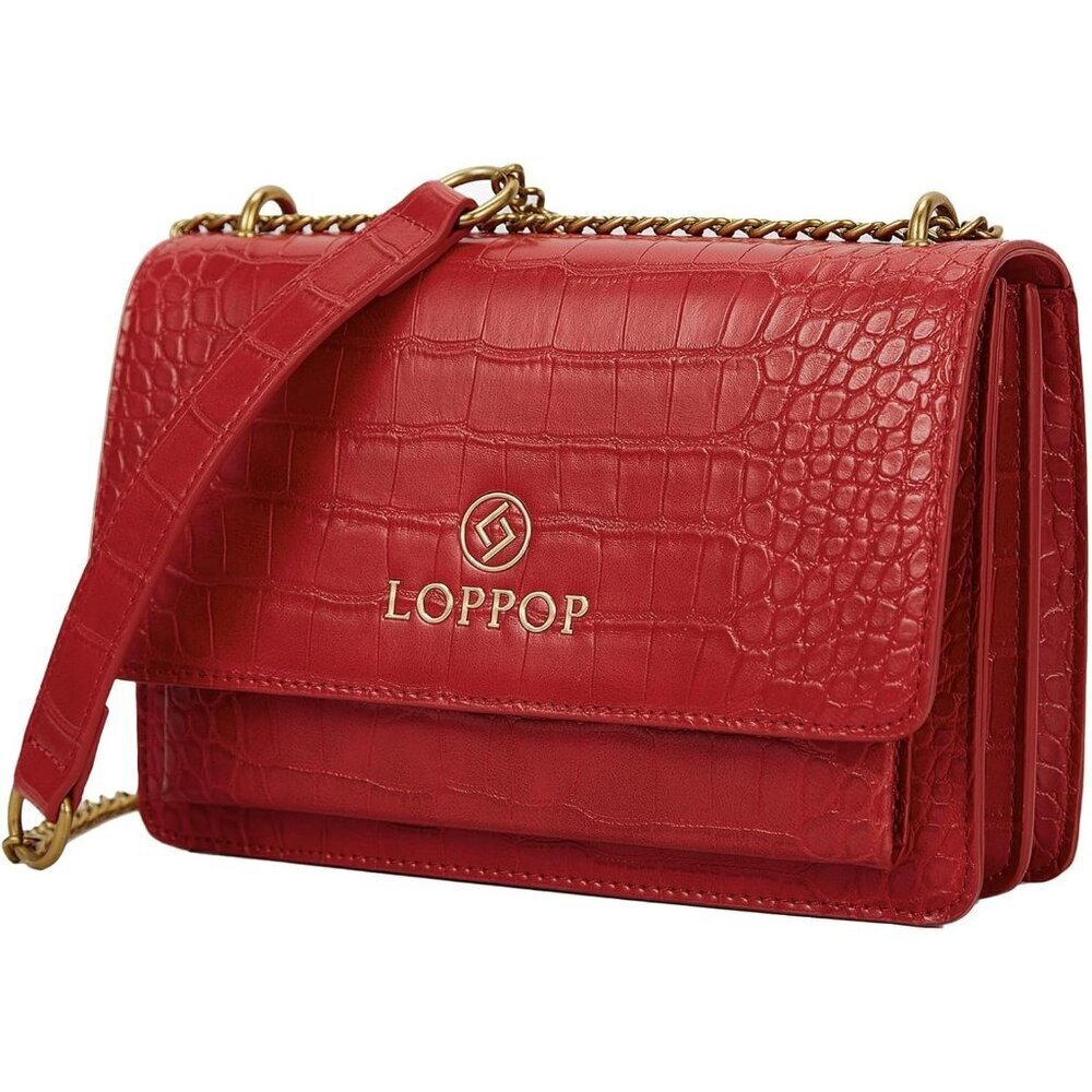 LL LOPPOP Small Classy Leather Crossbody Purse Top Handle Satchel Handbag Red